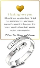 I F♡cking Love You Ring For Women, Hope Rings Adjustable Stainless Steel Silver
