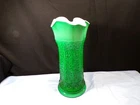 Fenton Green Overlay Cased Glass Milady Vase - Sample