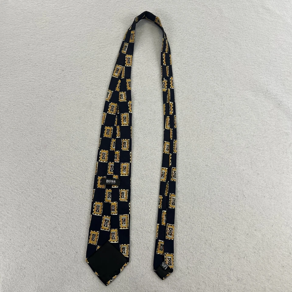 Hugo Boss Corbata Para Hombres Multi Patrón Geométrico Seda Hecha en Italia Vestido Formal Cuello Foto 4 de 4