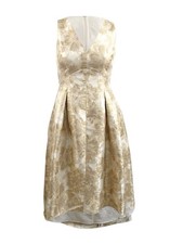 Eliza J Women's Printed Hi-Low Gold-Tone Dress (14, Gold)