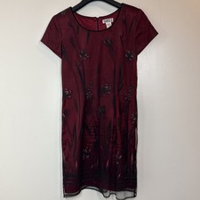 Vintage Taurus II Dress Womens 6P Dark Romantic Sheer Overlay Embroidered Floral