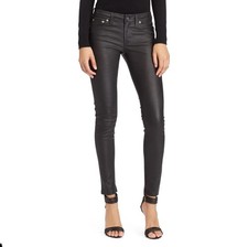 Polo Ralph Lauren Lambskin Leather 5-Pocket Slim Pant Black Size 0 NEW 998