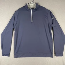 Peter Millar Pullover Mens XL Blue Quarter Zip Performance Golf Sweater Syngenta