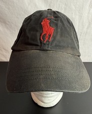 Polo Ralph Lauren Hat Black Big Pony Red Logo 3 Strapback MCMLXVII Adjustable