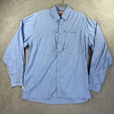 Simms Shirt Mens Large Tall Blue COR3 Long Sleeve Vented Button Up Sport Fishing