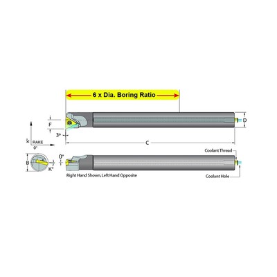 Dorian Tool E08K-STUPL-2 Carbide Shank Indexable Boring Bar, 59788