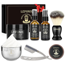 Mens Shaving Kit, Include Straight Razor, Sandalwood Shaving Soap  Cream, After