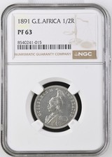 VALORIS Kolonien Deutsch-Ostafrika 1/2 Rupie 1891 NGC PF 63