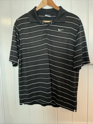 Nike Golf Herren Poloshirt schwarz-weiß gestreift Größe M