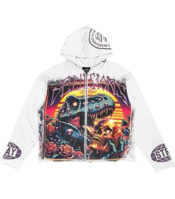 STRAY - RHINESTONE  DELUSIONS  FULL ZIP UP HOODIE, STONE, SIZE M, NWT!