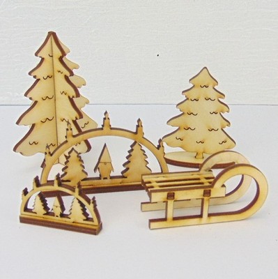 Wichtel Weihnachten Miniaturen Schlitten Baum Schwibbogen