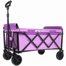 Collapsible Wagon Cart 360lbs Cup Holders Lightweight Foldable Purple