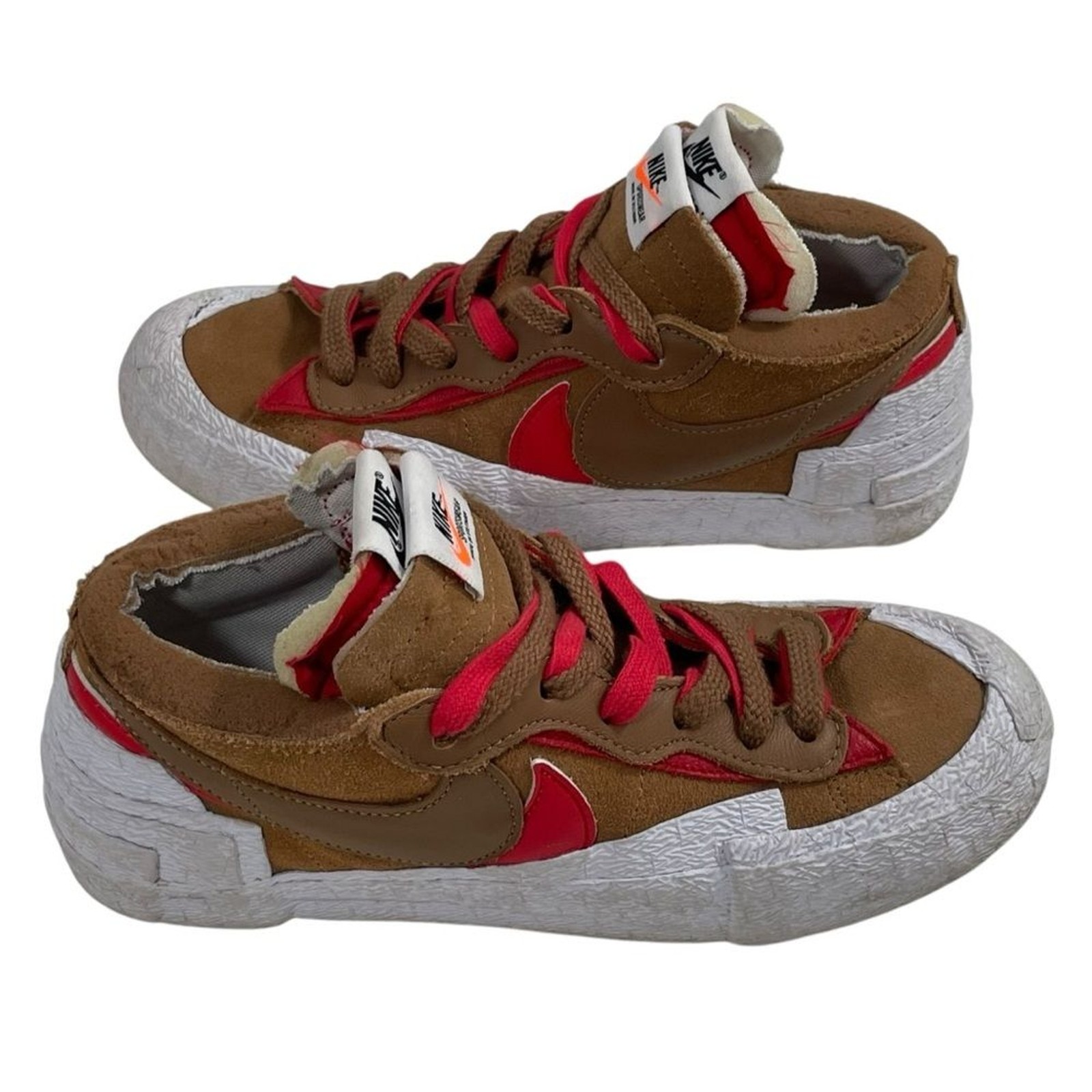 SACAI X NIKE Nike x Sacai Blazer Sneakers Basse Light British Tan Bianco Università Rosso Taglia 5 5