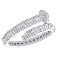 10K WeißGold 9Mm Pave Ring Spiral Statement Damenring Rund Diamant 1/2 CT