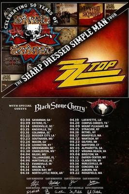 Lynyrd Skynyrd ZZ Top Sharp Dressed Simple Man Tour Music Poster Wall Art Print