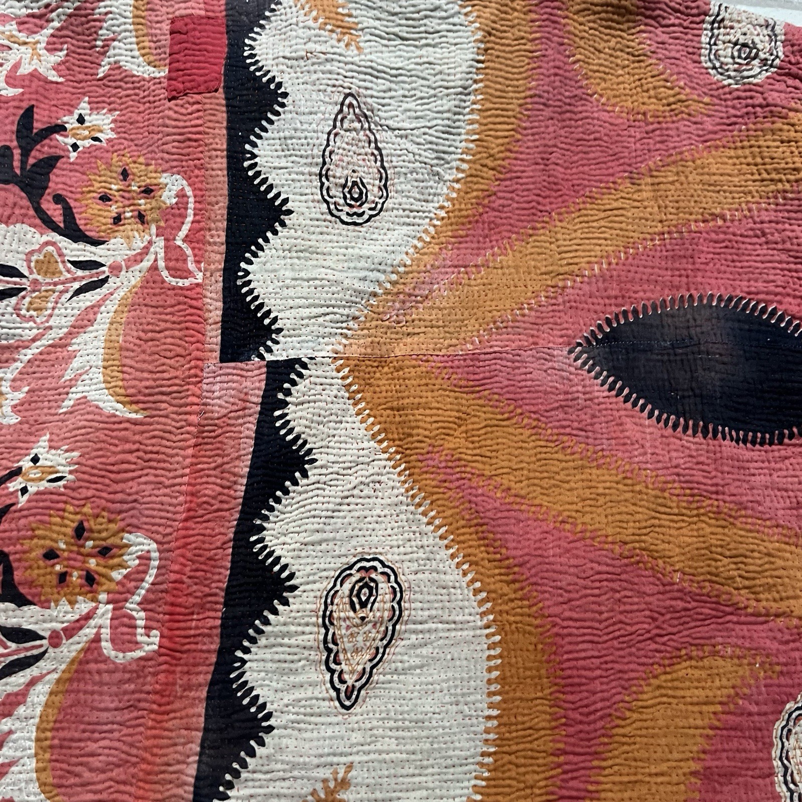 Kantha Bae Patchwork Hooded Jacket OS Cantaloupe … - image 5