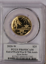 2020-W Gold 1/2 oz. End of World War II 75th Anniv. $25 PCGS PR69 DCAM 4222.22 per troy oz