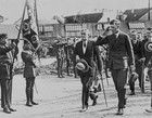 1920s Captain Charles Lindbergh Salutes French Regiment Flag Film Photo Negative — photo 1