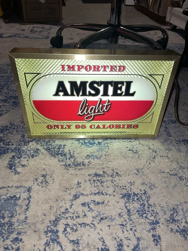Amstel Light Neon Lighted Beer Sign Standing Lamp Bar 13x7x3 Vintage