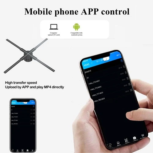 3DHologram Fan, 52cm 3DHologram Projector HD LED Holographic Christmas Tree Adve