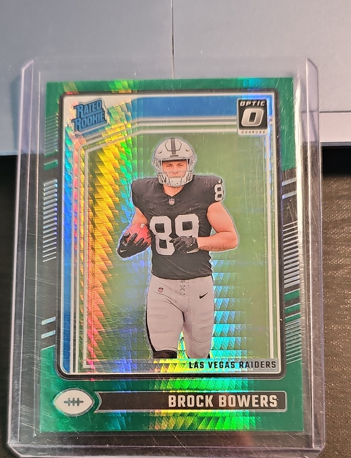 2024 Panini Donruss Optic - Rated Rookie Brock Bowers #215 Green Hyper Prizm...