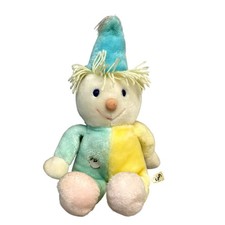 Eden Toys Pastel Clown Wind Up Plush Doll Stuffed Toy Yellow Blue Pink 13in