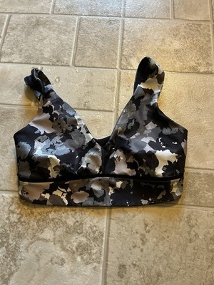 Joy Lab Medium Double Layer Sports Bra In Black And Grey Pattern 