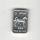 HORSE SHOWHORSE INGOT BULLION ART BAR 1 GRAM .999 FINE SILVER 99% SILVER USA