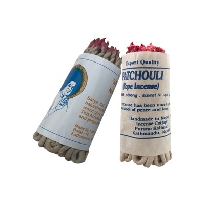 Nag Champa & Patchouli Rope Incense Set Of 2  Burning Gently With A Natural Wick