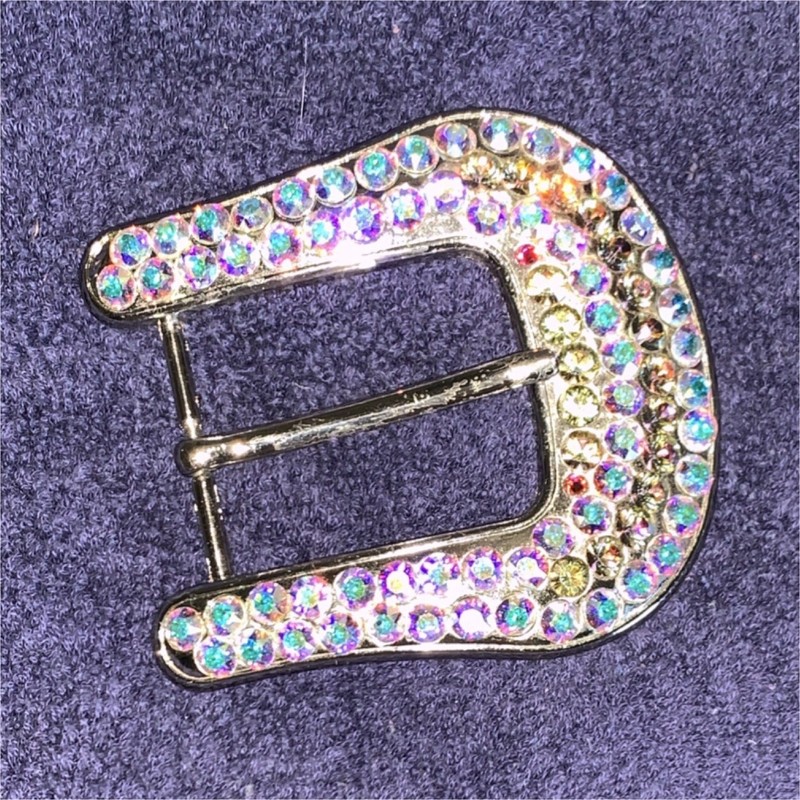 b.b.simon Silver Multicolor Rhinestone Western Women's Metal Belt Buckle