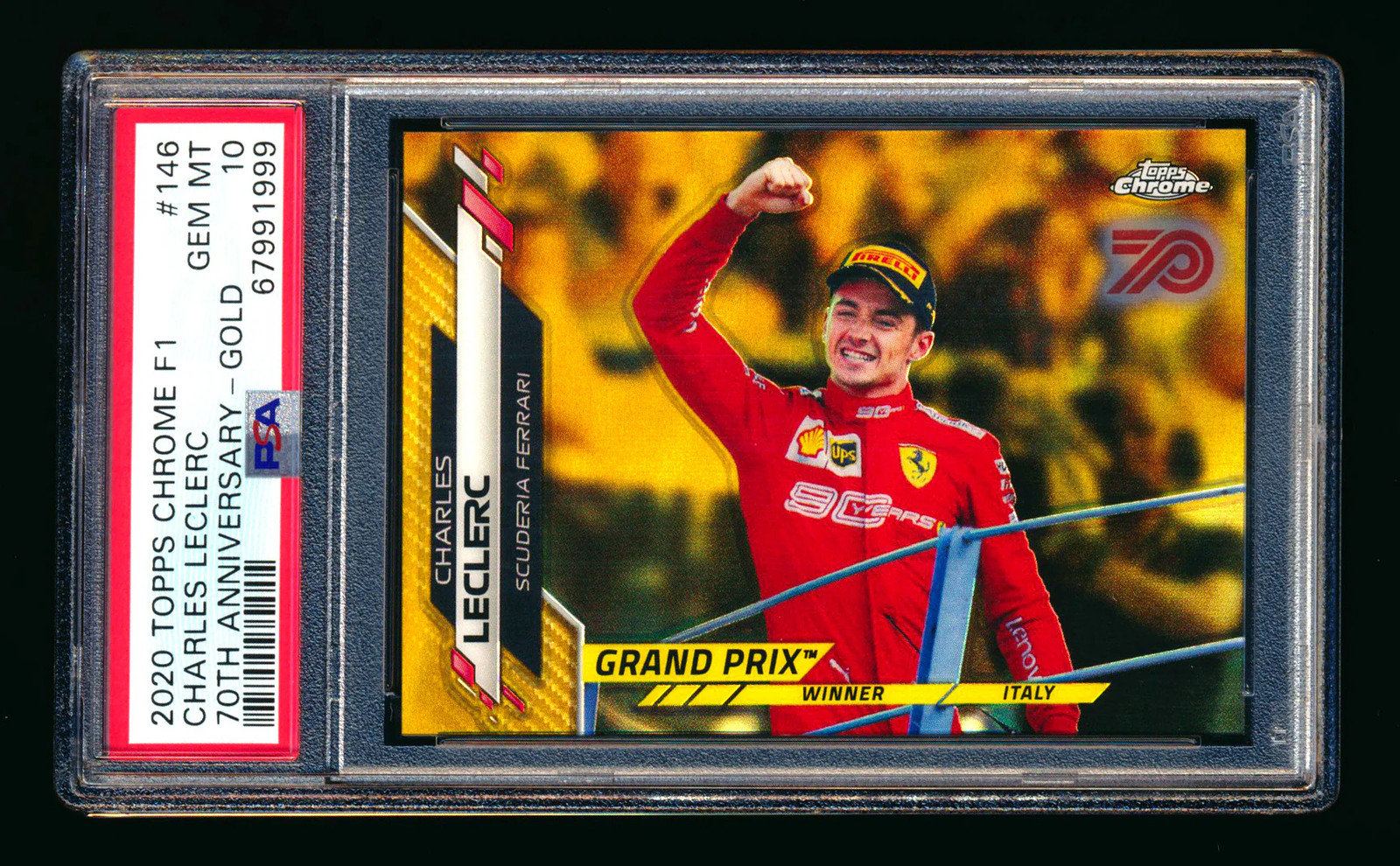 2020 Topps Chrome F1 #146 Charles Leclerc RC 70th Gold Refractor PSA 10