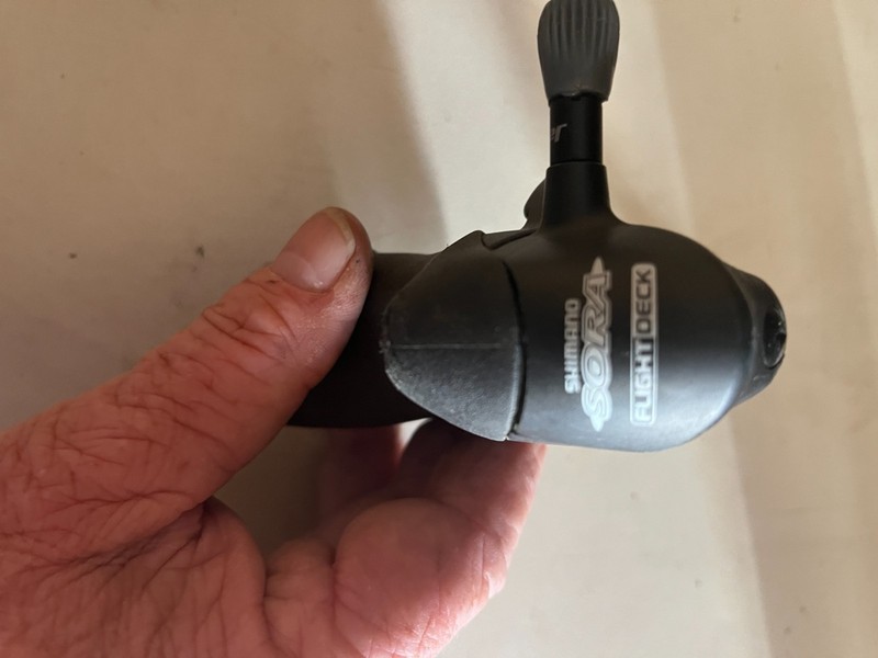 pair of shimano sora STi shifters, 3 x 8