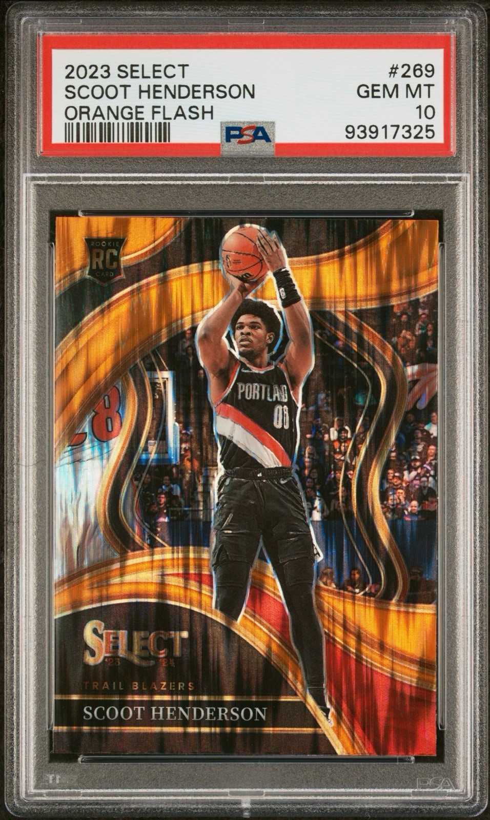 2023-24 Panini Select Scoot Henderson #269 Orange Flash Prizm Courtside PSA 10