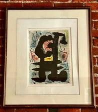FRAMED 1967 JOAN MIRO "LONELY BIRD" LITHOGRAPH #164-165 DERRIERE LE MIROIR M.507