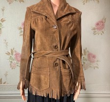 Vintage Leather Jacket Fringe Suede Coat Western 60s 70s Pioneer Sz 36  Prairie