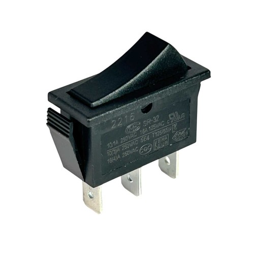 On-Off-On Rocker Switch 11mm x 30mm, 16A 250Vac 20A 12Vdc, 3 Position SPDT - Picture 2 of 6