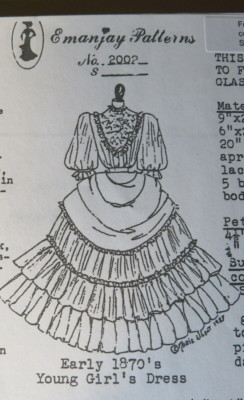 1:12 Vintage Dollhouse Doll Pattern~ EMANJAY~ 1870'S YOUNG GIRLS DRESS ...