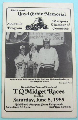 1985 NMRA TQ Midgets Lloyd Cobin Memorial Program Robby Flock on Cover
