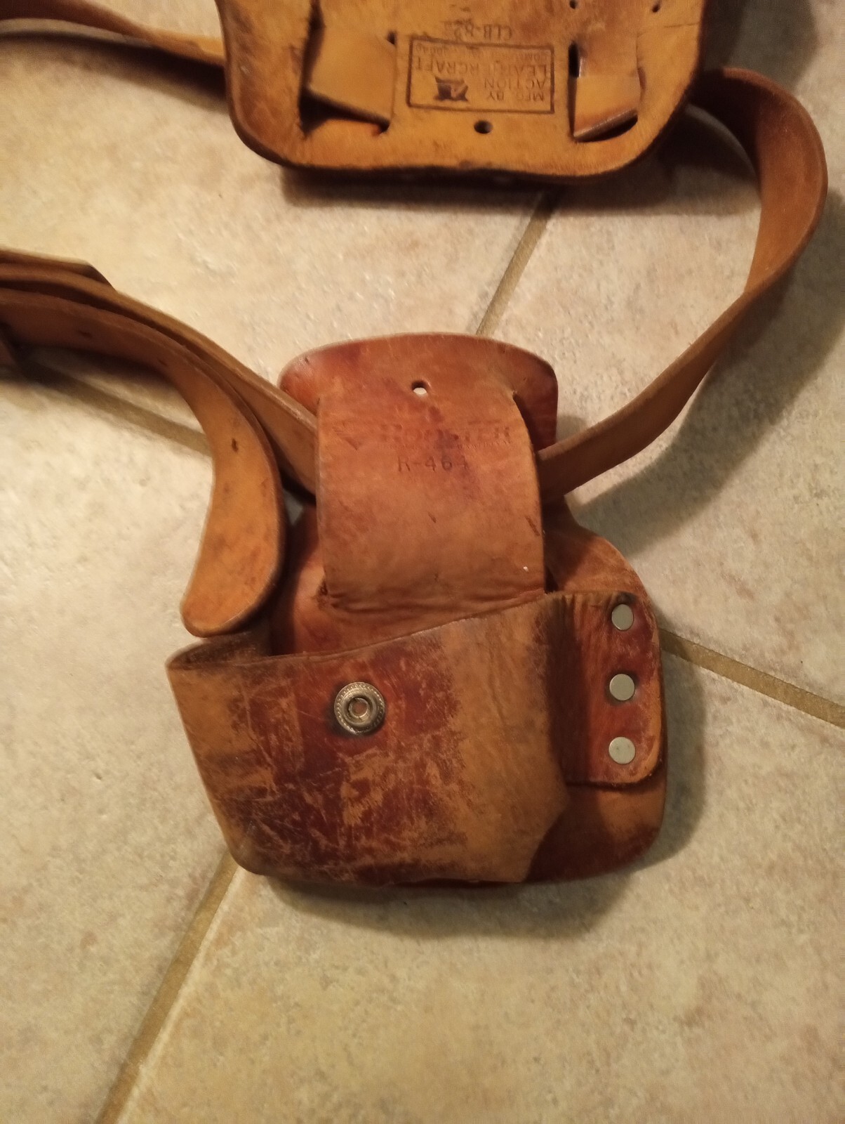 Vintage Action Leathercraft Tool Belt W Pouches Leather Craft Rooster