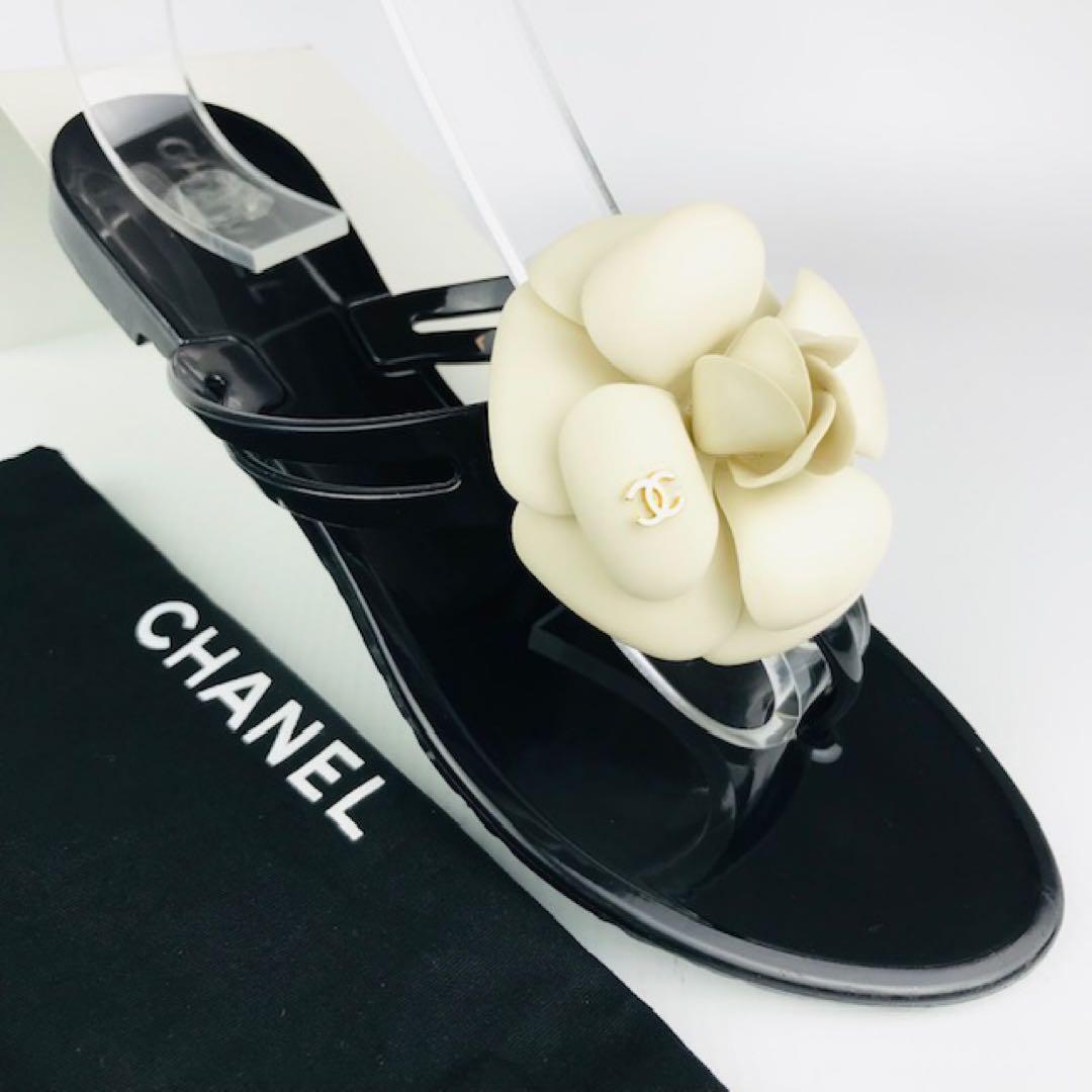 CHANEL CCマーク ロゴ カメリア エスパドリーユ 36 CHANEL Thong Sandals Camellia CC Logo EU 36 Black Used | eBay