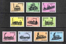 San Marino 1964 Railway Locomotives complete set of 10 values (SG 755-764) MNH