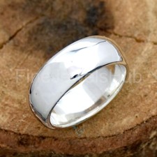 8 MM 925 Sterling Silver Plain Wedding Dome Band Ring Comfort Fit Ring Wide Band