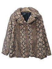  QVC Centigrade Animal Print Faux Fur Short Coat Size Small Colour Natural.