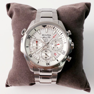 Bulova 96B255 Marine Star White Dial Chronograph Men's Quartz Watch 43mm