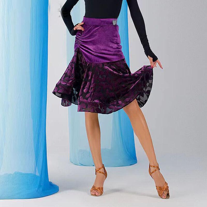 Latin Rhythm Ballroom Dance Ruffle Practice Skirts Cha Cha Rumba Samba Dancewear