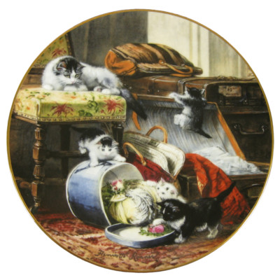 Mischief With The Hatbox Collector Plate The Victorian Cat Henriette Ronner Vtg