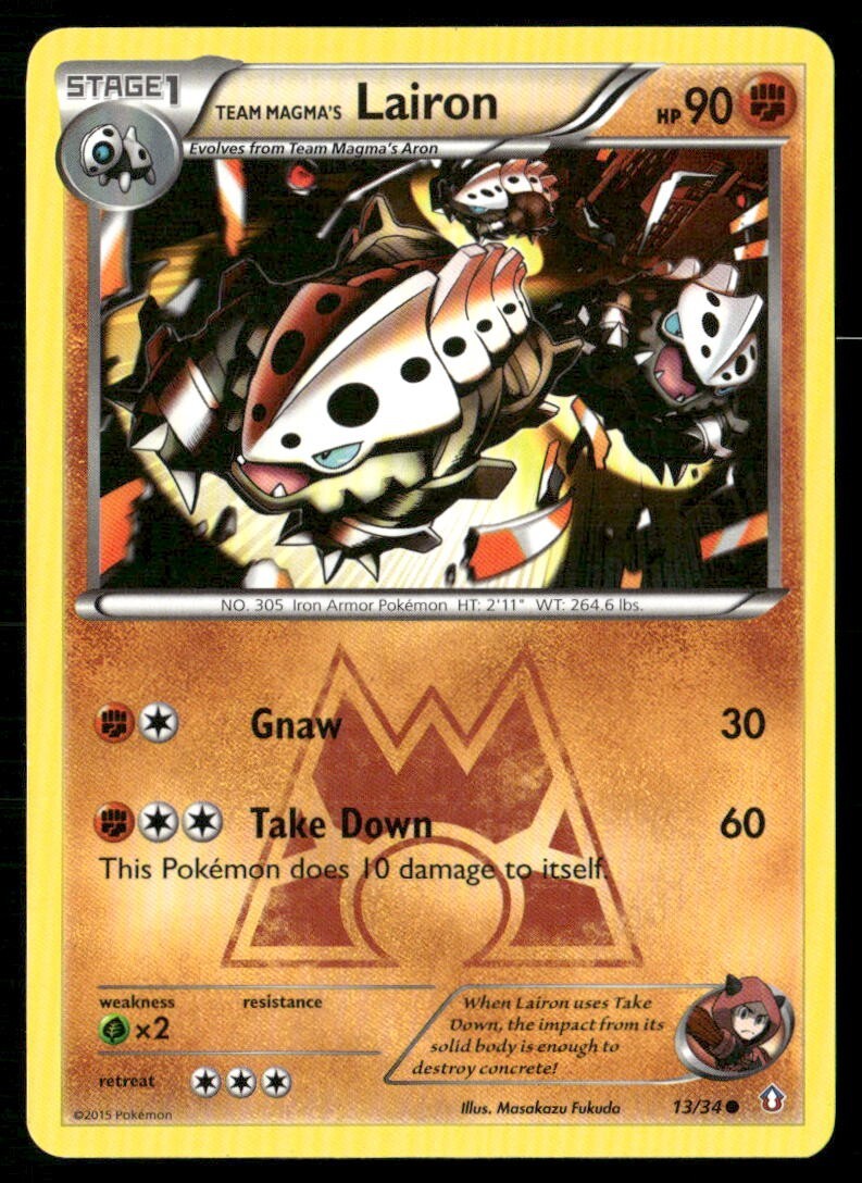 2015 Double Crisis Set Pokemon Card 13  Team Magma's Lairon LP