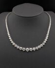 14K White Gold 20.00ct Brilliant Round Diamond Graduated Riviera Tennis Necklace