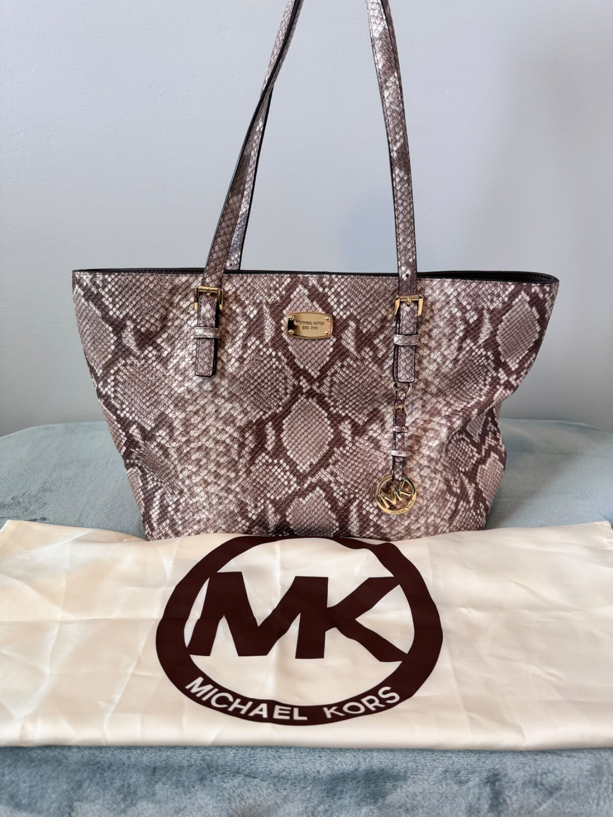 Michael Kors Lenox Large Python Embossed Tote - image 1