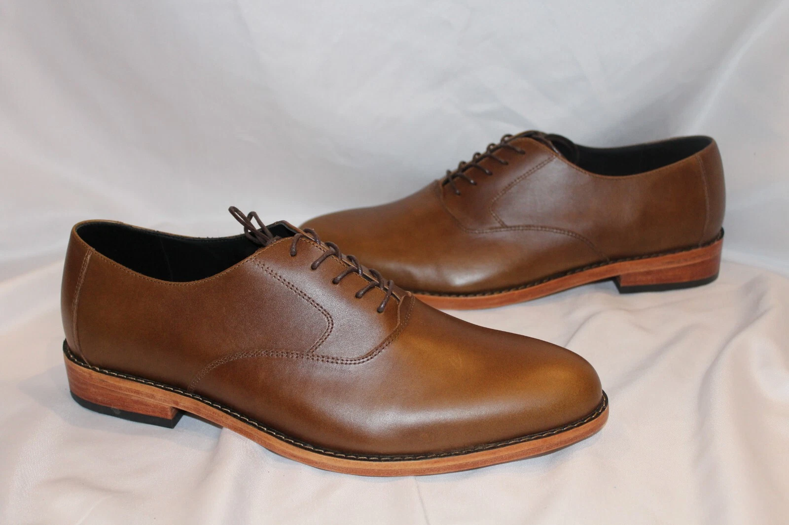 NISOLO MEN'S EVERYDAY OXFORD LEATHER DRESS SHOES BROWN SZ 12 NEW $188